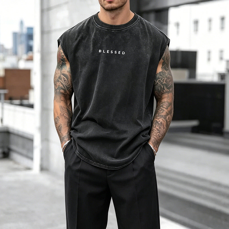 Herren Vintage-Tanktop im Acid-Wash-Look – leicht, locker geschnitten & maskulin – ideal für Sport, Freizeit & heiße Tage