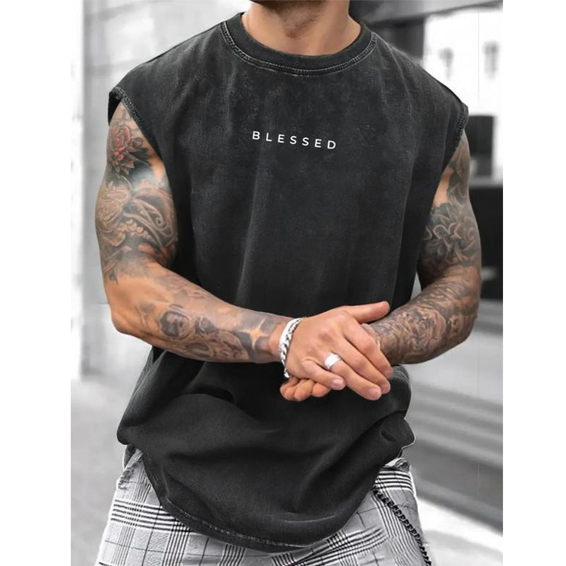 Herren Vintage-Tanktop im Acid-Wash-Look – leicht, locker geschnitten & maskulin – ideal für Sport, Freizeit & heiße Tage