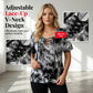 📢📢50% RABATT!! ⏰Tie-Dye-T-Shirt für Damen mit Schnürung und V-Ausschnitt