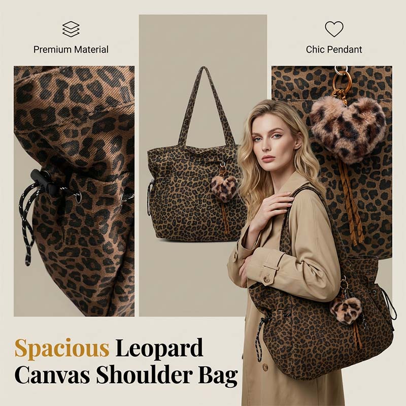 Canvas-Schultertasche mit Leoprint – lässig & robust – perfekt für den Alltag