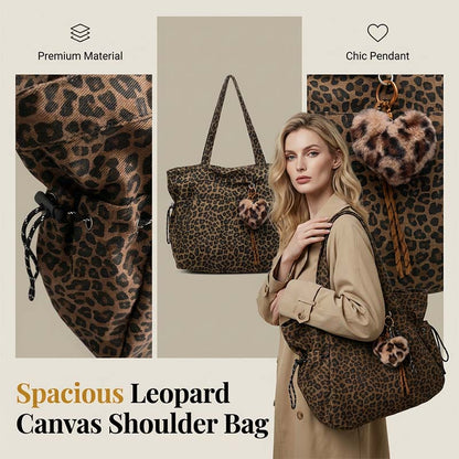 Canvas-Schultertasche mit Leoprint – lässig & robust – perfekt für den Alltag