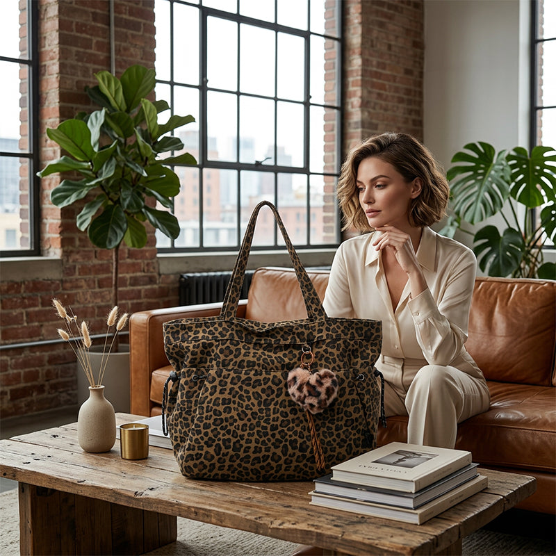 Canvas-Schultertasche mit Leoprint – lässig & robust – perfekt für den Alltag
