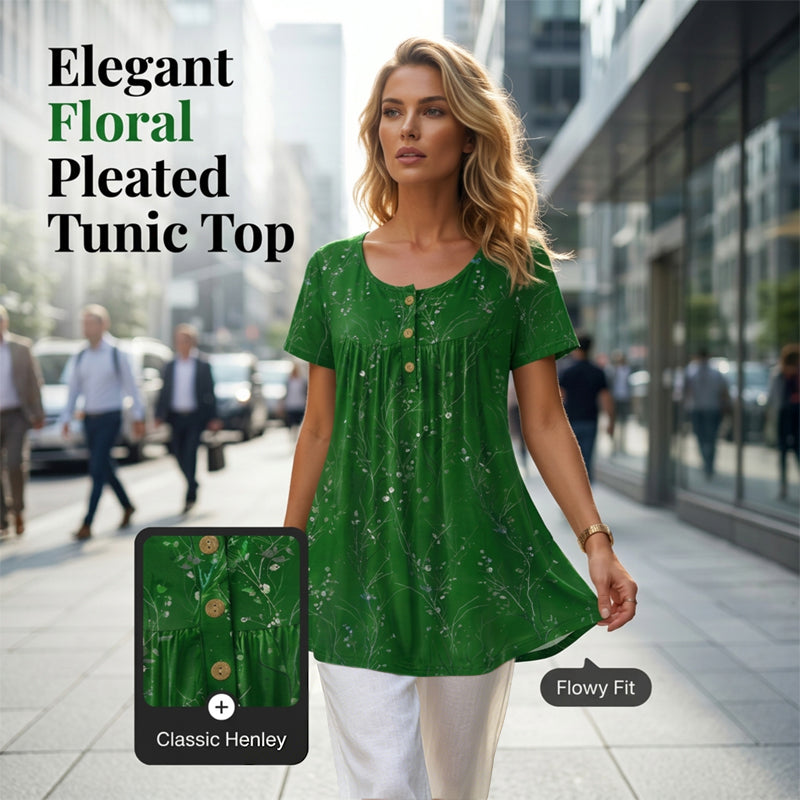 Blumen-Top mit Plisseefalten – locker, bequem & elegant