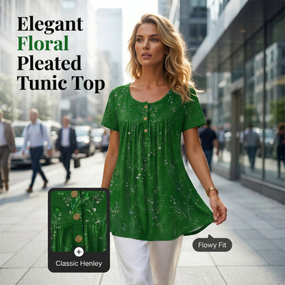 Blumen-Top mit Plisseefalten – locker, bequem & elegant