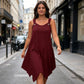 Ärmelloses Damenkleid mit asymmetrischem Saum