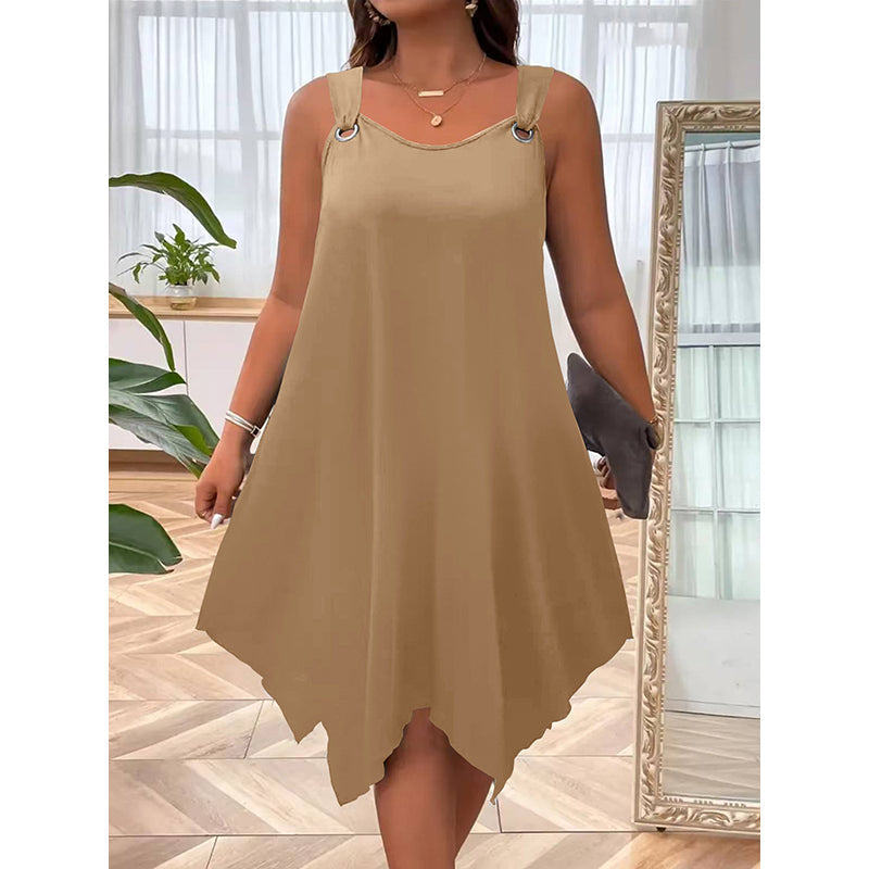 Ärmelloses Damenkleid mit asymmetrischem Saum