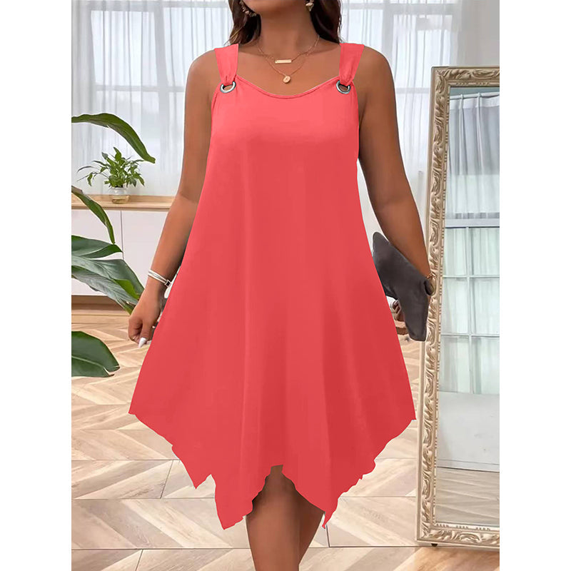 Ärmelloses Damenkleid mit asymmetrischem Saum