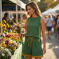Damen Sommer-Set – ärmellos & farbkontrastierte weite Hose – luftig, modisch & bequem – ideal für heiße Tage & Freizeit
