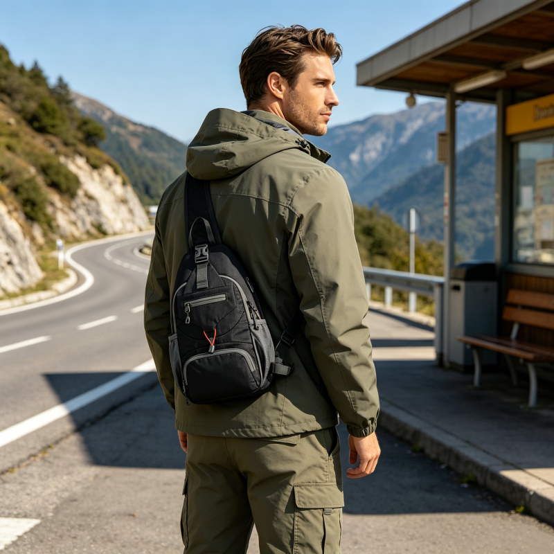 Herren Brusttasche für Outdoor – großer Comuter, vielseitig & leicht – ideal für Radfahren, Reisen, Wandern & Alltag🎒🏞️