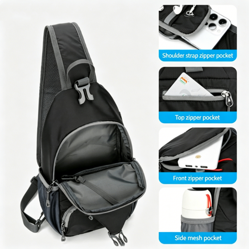 Herren Brusttasche für Outdoor – großer Comuter, vielseitig & leicht – ideal für Radfahren, Reisen, Wandern & Alltag🎒🏞️