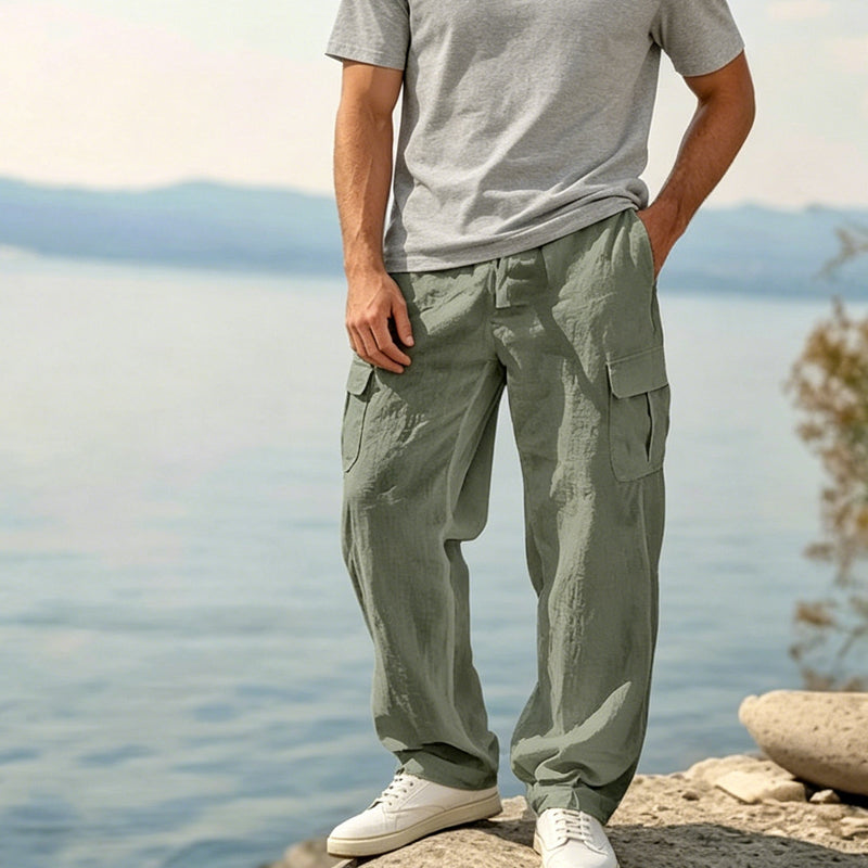 📢📢Letzter Tag – 50 % Rabatt!! ⏰Herren Cargo-Hose aus Baumwolle & Leinen 🌿 Locker, Atmungsaktiv & Alltagstauglich