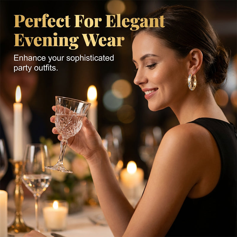 💎50 % RABATT✨ Vergoldete Creolen mit bunten Zirkonia – Elegante Statement-Ohrringe im modernen Luxus-Look