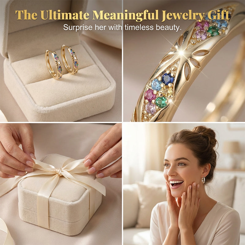💎50 % RABATT✨ Vergoldete Creolen mit bunten Zirkonia – Elegante Statement-Ohrringe im modernen Luxus-Look