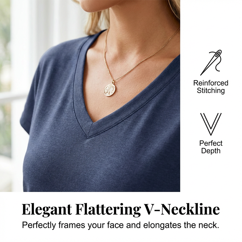 ⌛ Nur noch 1 Woche – 50 % auf alles + kostenloser Versand! ⏰Lässiges Damen-T-Shirt mit V-Ausschnitt und kurzen Ärmeln
