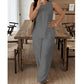 Minimalistisches, ärmelloses Oberteil & Hose mit weitem Bein