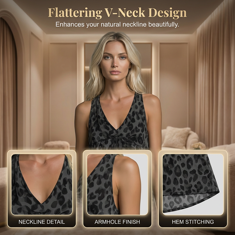 Damen Set – Neckholder-Top & weite Hose im Leopardenmuster – luftig, bequem & vielseitig