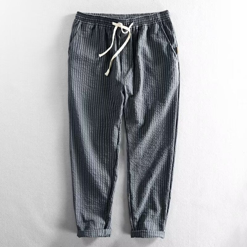 Herren Freizeithose aus Leinenmischung mit Streifenmuster – leicht, atmungsaktiv & bequem