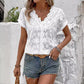 🌞NEU: Sommerkollektion mit bis zu 50% Rabatt 🛍️Elegantes Damen-Oberteil aus weißer Spitze – V-Ausschnitt, kurze Ärmel – feminin, luftig & vielseitig
