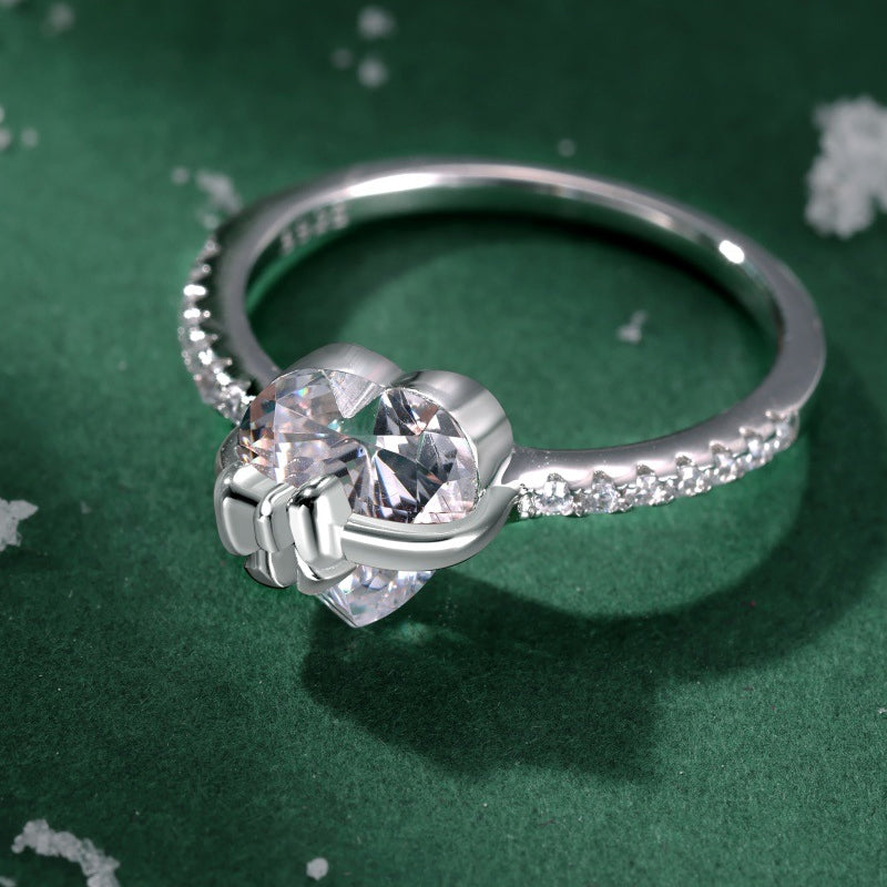 Eleganter Silberring mit Herz & Schleife – zart, funkelnd & feminin – ideal für den Alltag oder als romantisches Geschenk💍🎀