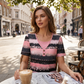 👚 LIMITED-TIME 50% RABATT! ✨ Gestreiftes Henley-Shirt – Kunstleder, Zweiteiler-Look ✨