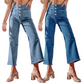⏰ 50 % RABATT – Nur für kurze Zeit ✨Lässige Damenjeans mit weitem Bein und aufgesetzten Taschen