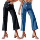 ⏰ 50 % RABATT – Nur für kurze Zeit ✨Lässige Damenjeans mit weitem Bein und aufgesetzten Taschen