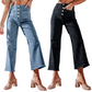 ⏰ 50 % RABATT – Nur für kurze Zeit ✨Lässige Damenjeans mit weitem Bein und aufgesetzten Taschen