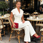 🌞NEU: Sommerkollektion mit bis zu 40% Rabatt 🛍️Women's Elegant V-Neck Top & Wide-Leg Pants Set