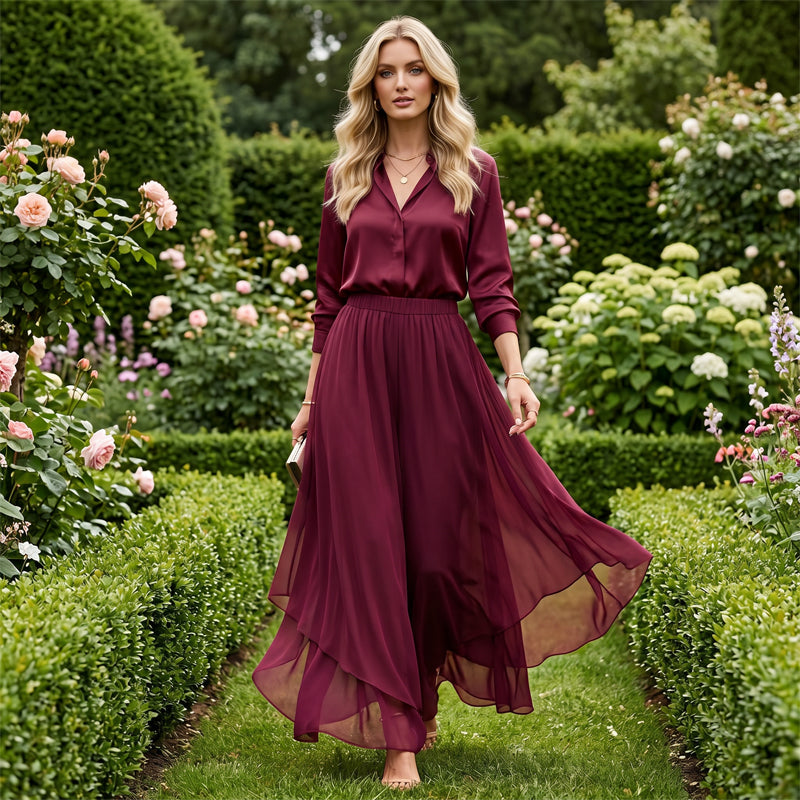 Damen Chiffon-Hose mit weitem Bein – Asymmetrisch & Elegant ✨ Für Alltag & Urlaub