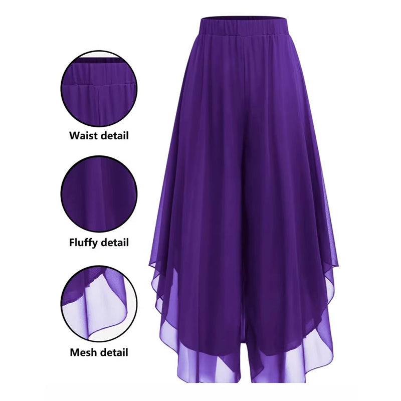 Damen Chiffon-Hose mit weitem Bein – Asymmetrisch & Elegant ✨ Für Alltag & Urlaub