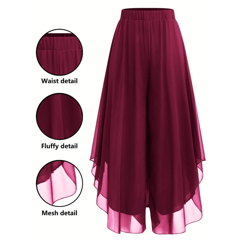 Damen Chiffon-Hose mit weitem Bein – Asymmetrisch & Elegant ✨ Für Alltag & Urlaub