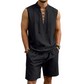👕 BEFRISTET 50% RABATT! ✨ Herren Leinen-Set – Ärmelloses Top mit Schnürung, Shorts, 7 Farben ☀️