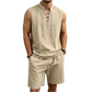 👕 BEFRISTET 50% RABATT! ✨ Herren Leinen-Set – Ärmelloses Top mit Schnürung, Shorts, 7 Farben ☀️