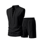 👕 BEFRISTET 50% RABATT! ✨ Herren Leinen-Set – Ärmelloses Top mit Schnürung, Shorts, 7 Farben ☀️