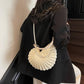 Knitted Seashell Tote Bag with Pearl Strap