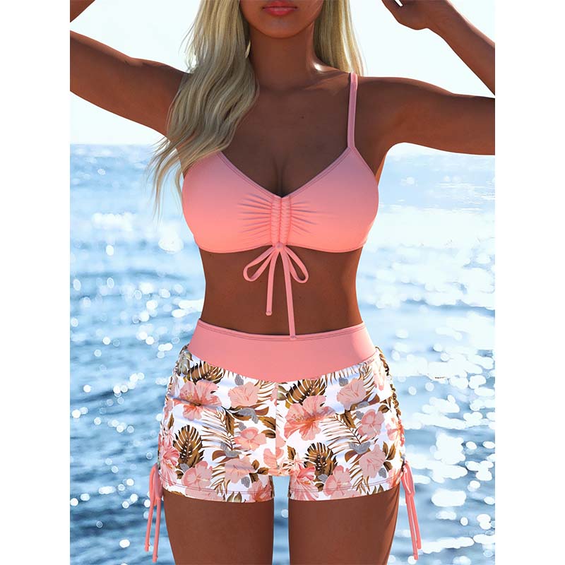 📢📢Letzter Tag – 50 % Rabatt!! ⏰Damen Bikini Set – Kordel-Top & Boyshorts, Verschiedene Designs🩱 Für Strand & Pool