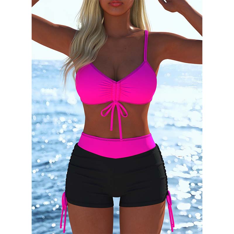 📢📢Letzter Tag – 50 % Rabatt!! ⏰Damen Bikini Set – Kordel-Top & Boyshorts, Verschiedene Designs🩱 Für Strand & Pool
