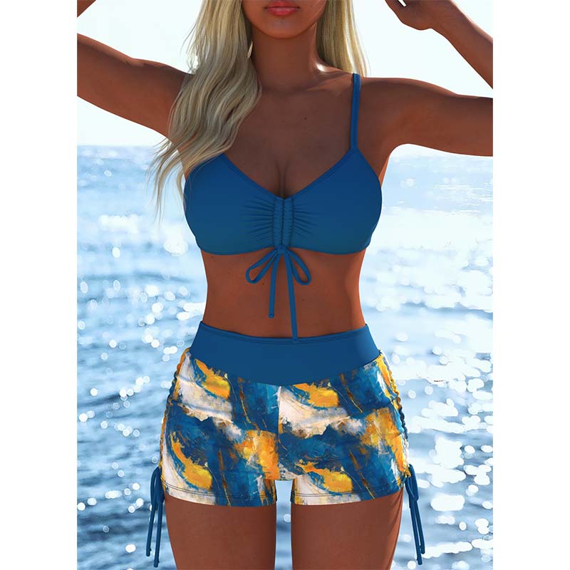 📢📢Letzter Tag – 50 % Rabatt!! ⏰Damen Bikini Set – Kordel-Top & Boyshorts, Verschiedene Designs🩱 Für Strand & Pool