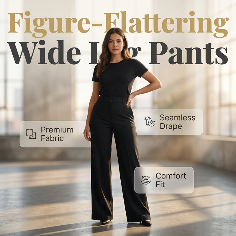 ⏰ 50 % RABATT – Nur für kurze Zeit ✨Damen High-Waist Hose mit weitem Bein 🌿 Locker, Elegant & Alltagstauglich