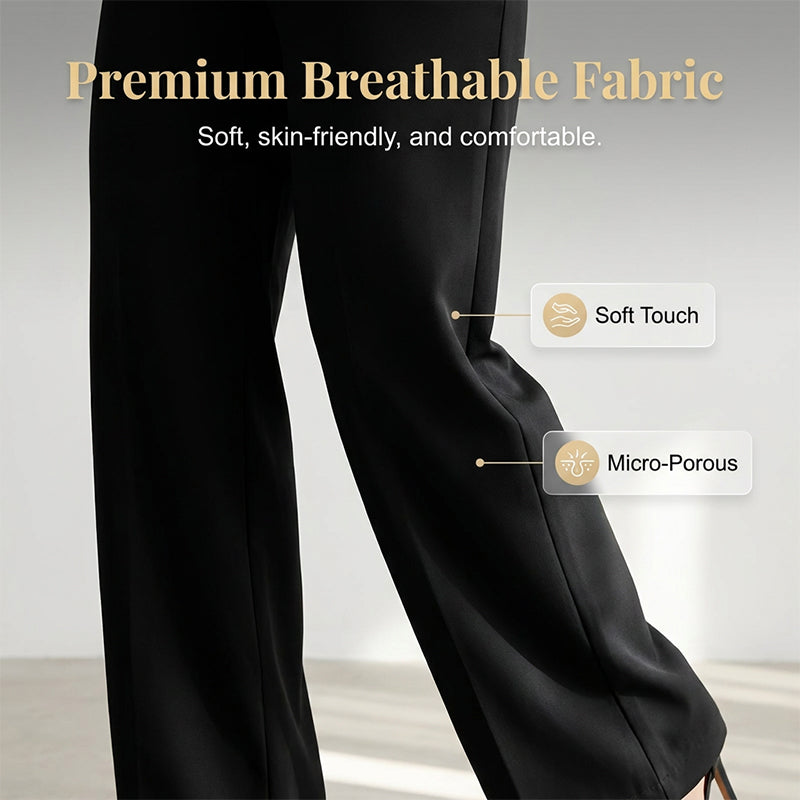 ⏰ 50 % RABATT – Nur für kurze Zeit ✨Damen High-Waist Hose mit weitem Bein 🌿 Locker, Elegant & Alltagstauglich