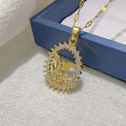 ⏰ 30 % RABATT – Nur für kurze Zeit ✨Vintage Damen Kette mit Madonna Anhänger 🌙 Stilvoll, Zeitlos & Vielseitig Tragbar