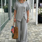 👕 LIMITED-TIME 50% OFF! ✨ Button Detail Top & Pants Set – Linen Blend, Wide-Leg, Relaxed 🍂
