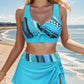 🩱 LIMITED-TIME 50% OFF! ✨ Women's 3-Piece Printed Swimsuit – V-Neck, Drawstring, Criss-Cross Back 🌺