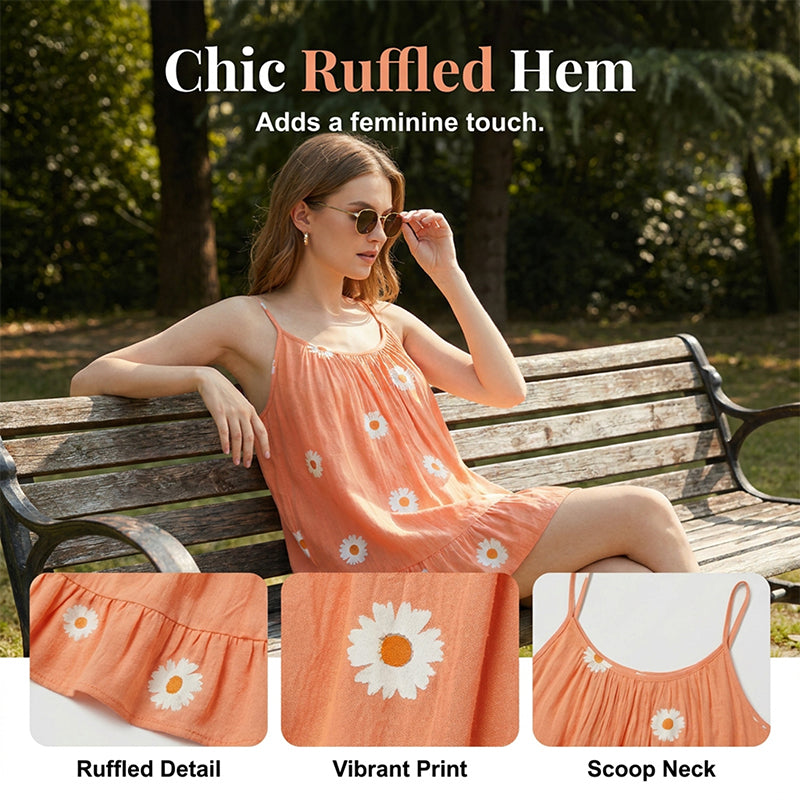 🌼 Leichtes Damen-Camitop mit Gänseblümchen-Druck & Spaghettiträgern – luftig für Sommer & Alltag ☀️