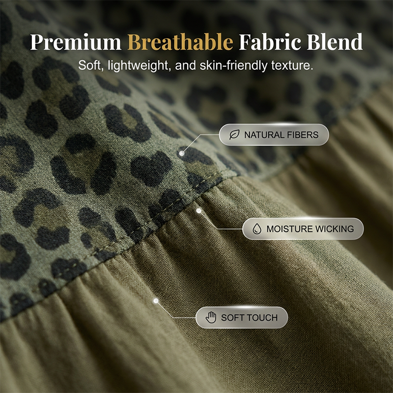 📢Mid-Season Sale: −50% nur für kurze Zeit⏰Bohemian gestuftes Maxikleid mit Leopardenmuster