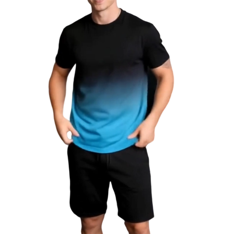 📢Mid-Season Sale: −50% nur für kurze Zeit⏰👕 2-teiliges Sommer-Set für Herren – T-Shirt & Shorts mit Farbverlauf, atmungsaktiv & bequem für Alltag & Urlaub ☀️🩳