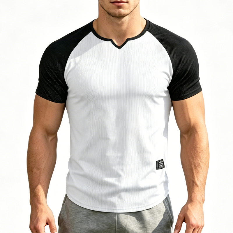 💪 50% OFF 👕 Men’s Two-Tone Athletic T-Shirt – V-Notch Collar, Raglan Sleeve Design & All-Day Comfort 🔥