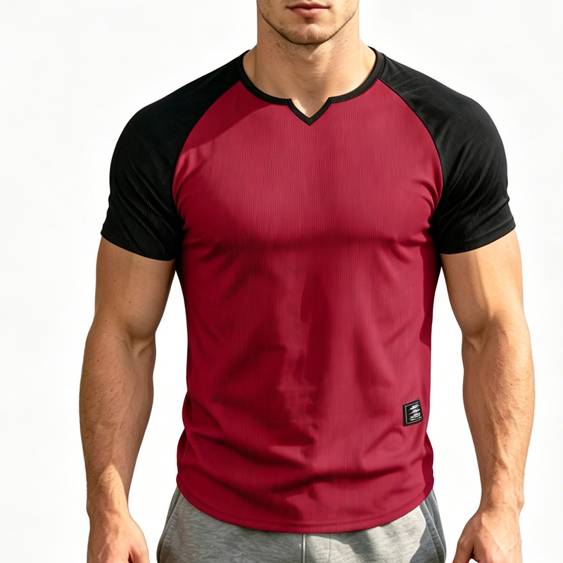 💪 50% OFF 👕 Men’s Two-Tone Athletic T-Shirt – V-Notch Collar, Raglan Sleeve Design & All-Day Comfort 🔥