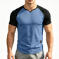 💪 50% OFF 👕 Men’s Two-Tone Athletic T-Shirt – V-Notch Collar, Raglan Sleeve Design & All-Day Comfort 🔥