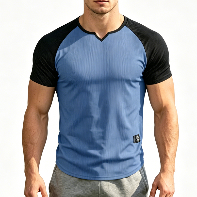 💪 50% OFF 👕 Men’s Two-Tone Athletic T-Shirt – V-Notch Collar, Raglan Sleeve Design & All-Day Comfort 🔥